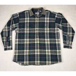 Vintage American Eagle Outfitters Men's L Plaid Flannel Quarter Pullover 90s